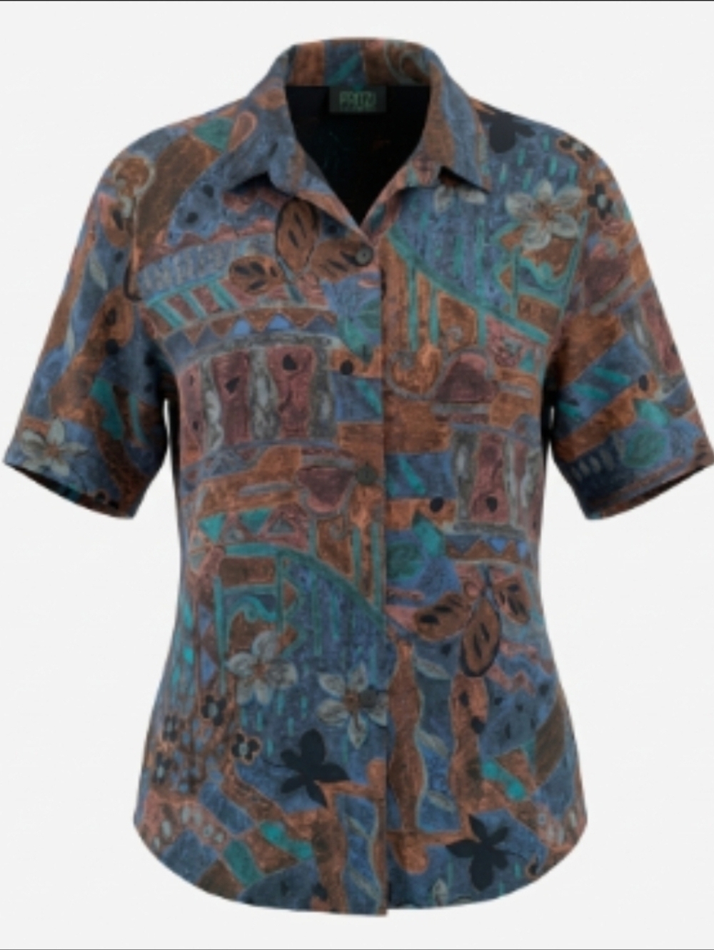 Vintage Fritzi of California Abstract Geometric Unisex Button-Up Shirt